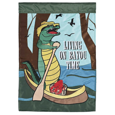 Drapeau Gator Living On Bayou Time 13x18