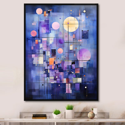 Abstrait géométrique tons bleus 2 - art mural géométrique