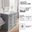 Meuble-lavabo moderne gris sur pied de 91 cm (36 po) en bois massif et MDF, avec lavabo simple en céramique, 6 tiroirs, armoire et quincaillerie complète.-134202882