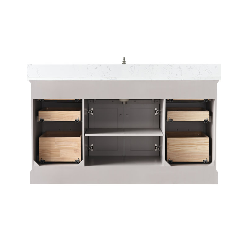 Thompson 60" W Single Bathroom Vanity, Taupe/Brushed Nickel