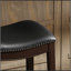 31 po H Tabouret de bar en bois à hauteur de bar avec siège en similicuir noir, 1 pièce-1826524424