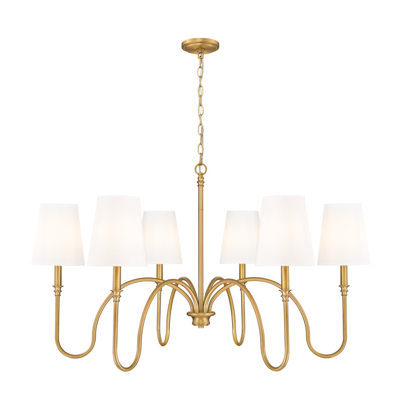 Parham Rubbed Brass 6 Light Chandelier, Rubbed Brass
