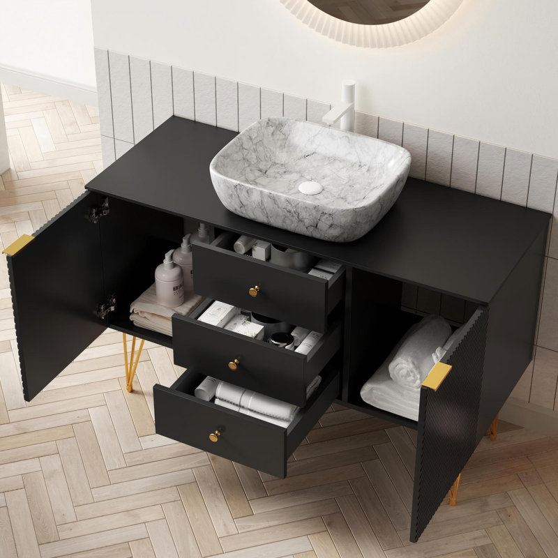 Meuble-lavabo 48 po avec vasque en céramique blanche