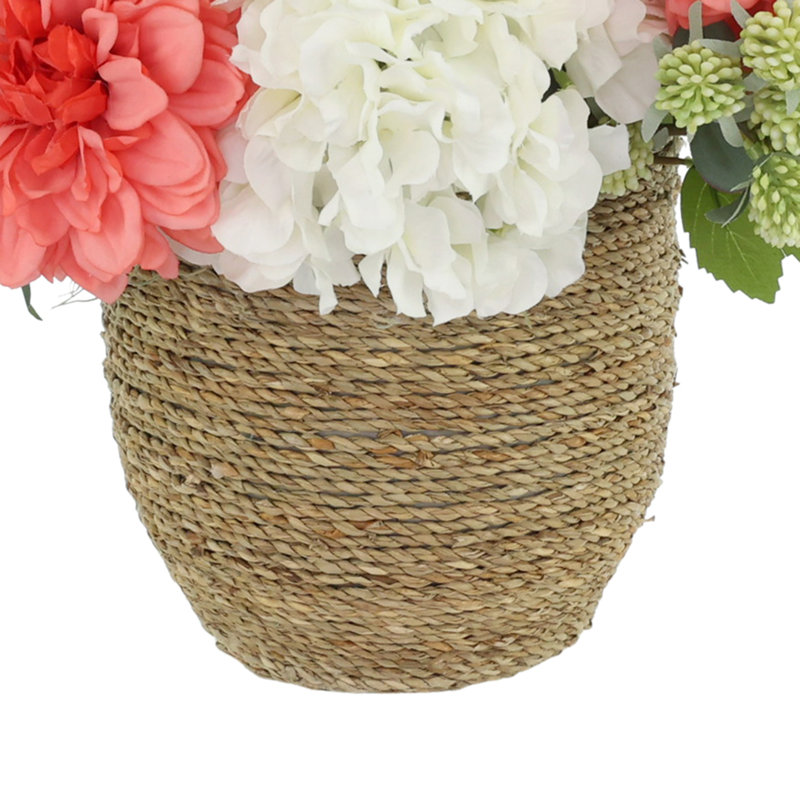 Hydrangea and Dahlia Arrangement in Rope Pot