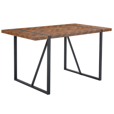 Contemporary Textured Dining Table With Black Metal Legs And Fashionable Style Special Top Rectangular