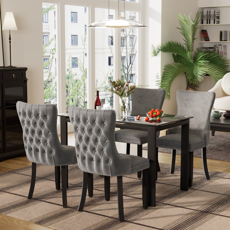 Ensemble de salle à manger 4 pièces, Gris, H 29,5 po x L 47 po x l 27,6 po