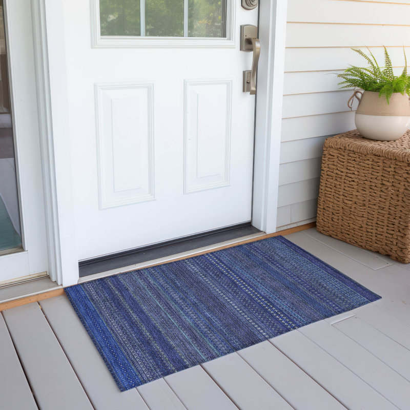 Tapis intérieur / extérieur à rayures Lovell, Rectangle 2 pi 6 po x 3 pi 10 po