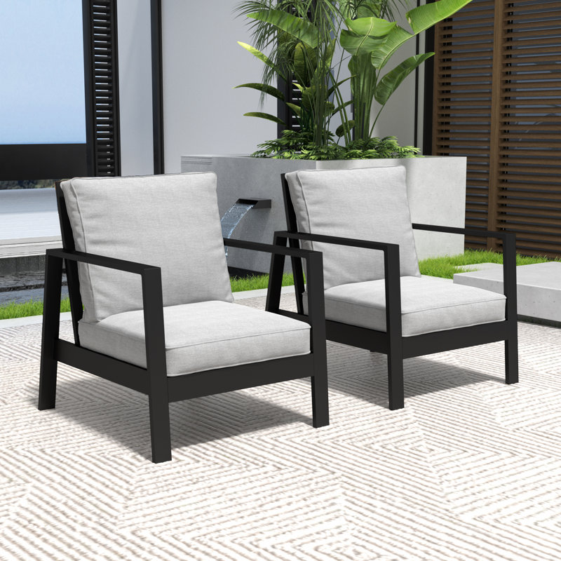 Chaise de patio en aluminium avec coussins, Gris
