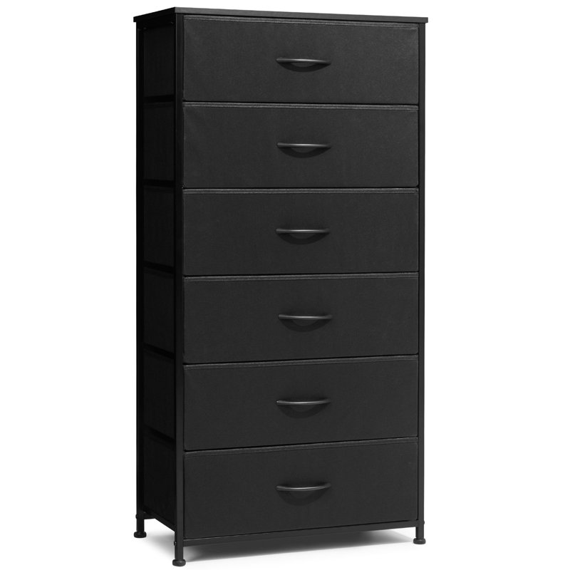 23.2" Wide 6-drawer Dresser, Black, Black