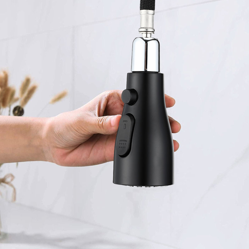Rust Matte Black Kitchen Tap With Construction And 8.03" Spout Reach For Flats Pull Down In Scratch Resistance Long-Term Use