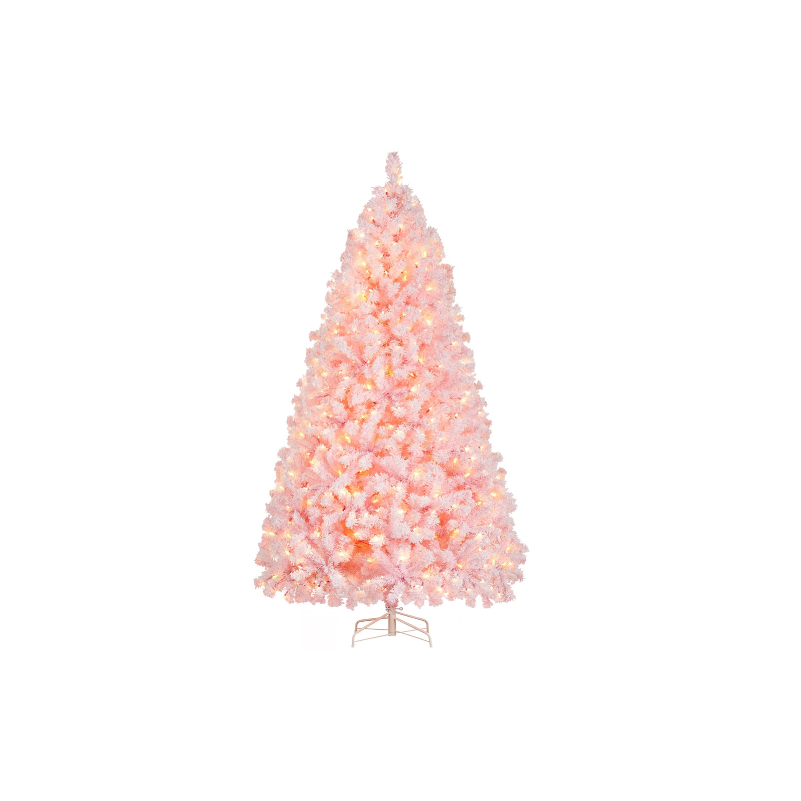 Pre-lit Flocked Artificial Christmas Tree with Foldable Stand, 7.5'