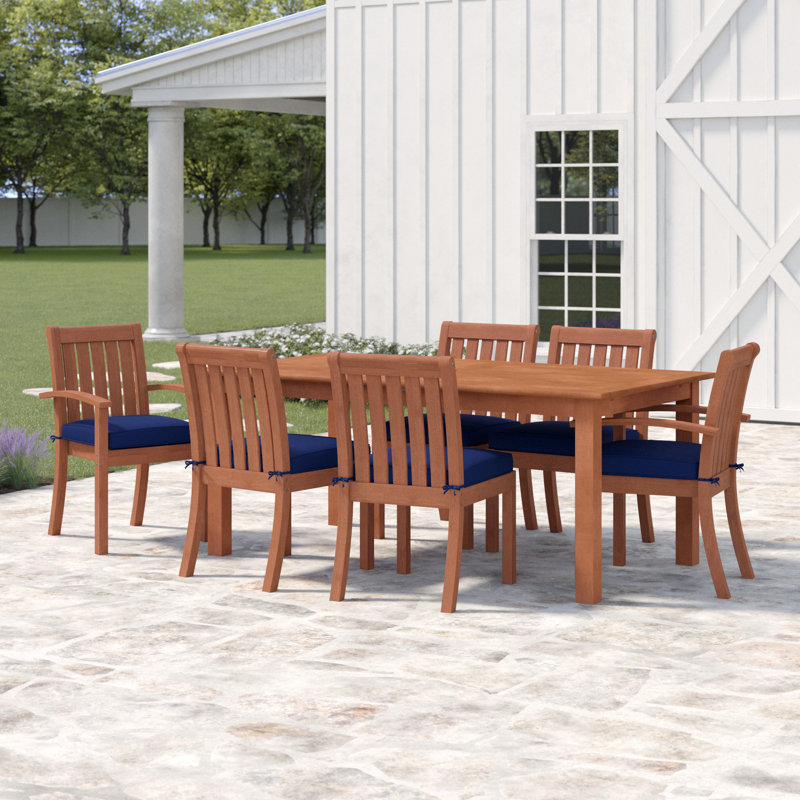 Ensemble repas 7 pièces avec coussins Anbritt, Marine