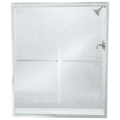 Finesse 70.06 in. H Bypass Frameless Shower Door with Clear Glass