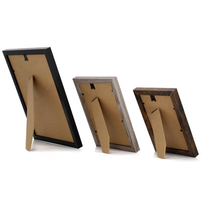 Mixed 10 Piece Black and Brown Wooden Photo Frame Set