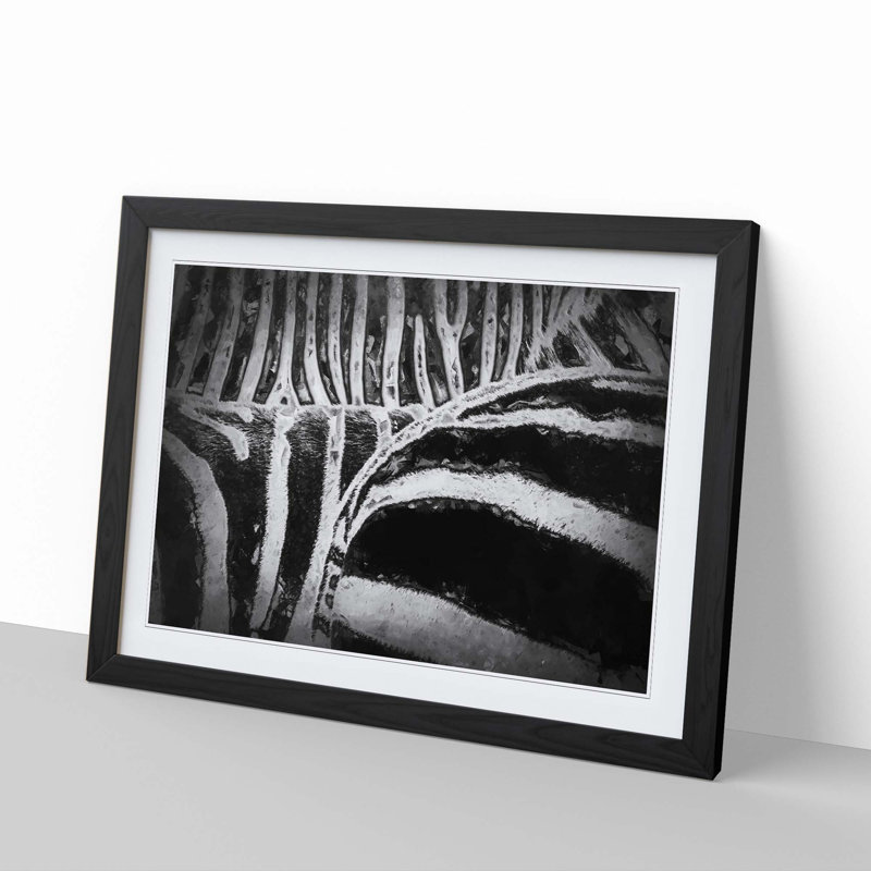 The Stripes of the Zebra in Abstract - Framed Print, 60cm H x 91cm W x 2cm D, Black