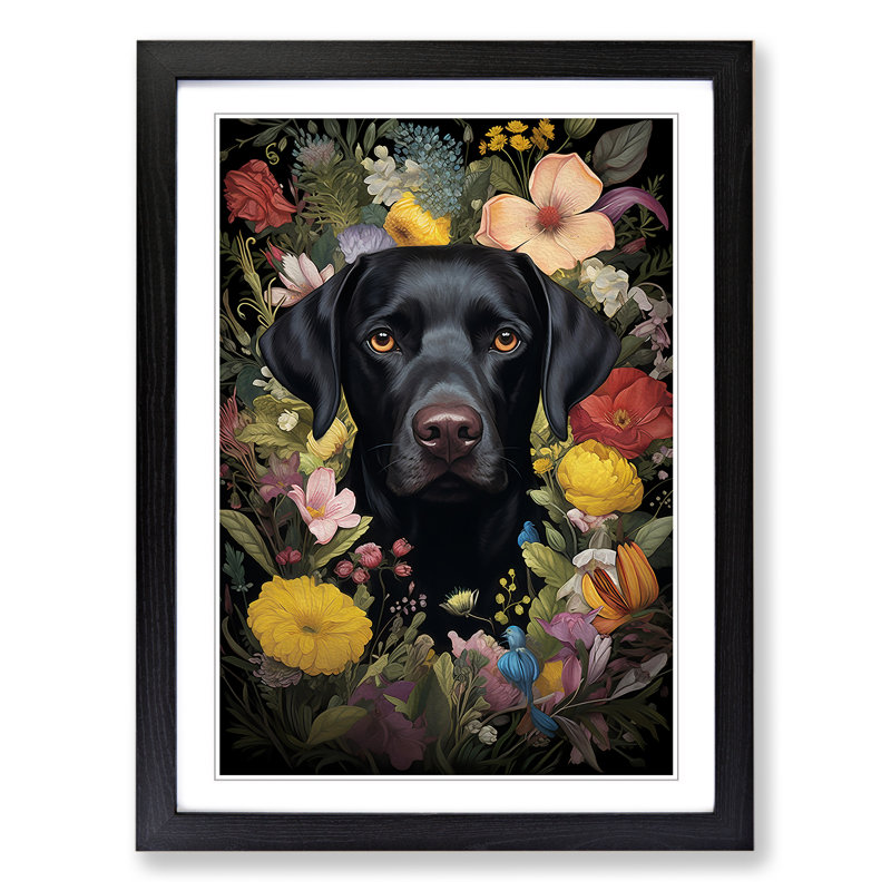 Labrador Retriever Rococo - Framed Print, 34cm H x 25cm W x 2" D, Black Framed