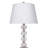 28.5" Tall Metal Table Lamp with Satin Nickel finish and Orb design, Linen Shade