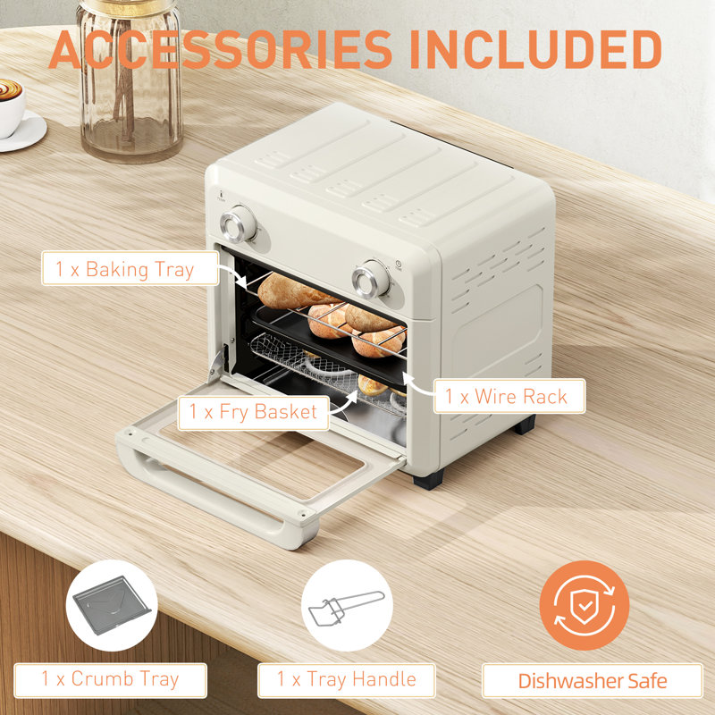 HOMCOM 10L Air Fryer Oven, White