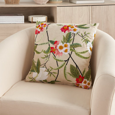 Housse de coussin brodée
