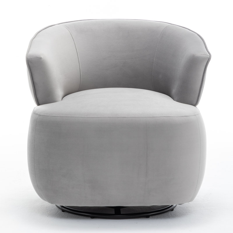 Olevide Swivel Barrel Chair, Gray Velvet