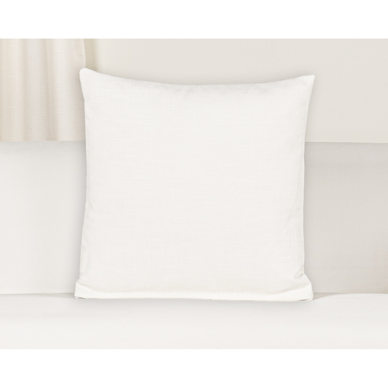 Indy Faux Linen Accent Pillow, Feather, Square 18", White