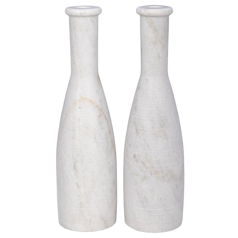 White Marble 13'' Tabletop Candlestick Set