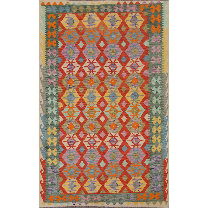 Geometric Kilim Reversible Wool Area Rug