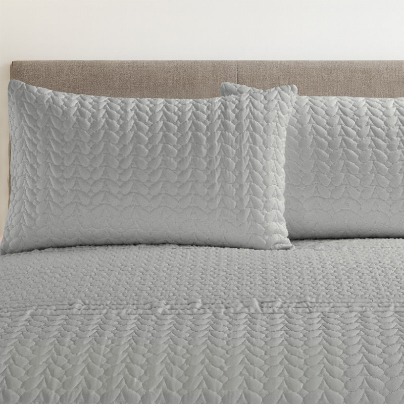 3D Embossed Pattern Kinsley Duvet Set, Single Duvet Cover Set, Grey, 2