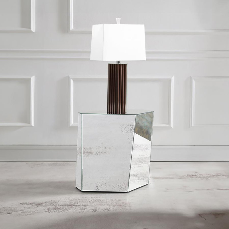 Gongora Mirrored Abstract Geometric End Table