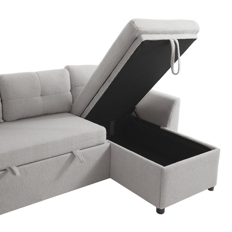 Canapés modulaires modernes avec rangement, tissu en peluche gris, pour les salons multifonctionnels
