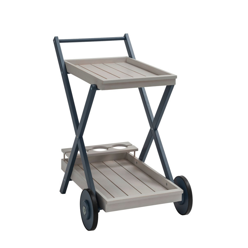 Marceline Freeport Park Bar Cart with Solid Wood Outer Material