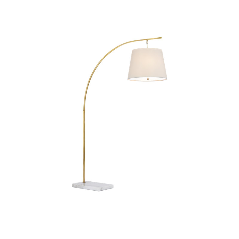 Cloister 70'' Arched Floor Lamp, Antique Brass/White