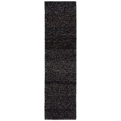 Natura 425 Handwoven Wool/Cotton/Polyester No Pattern Indoor Use Only Rug in Black/Gray