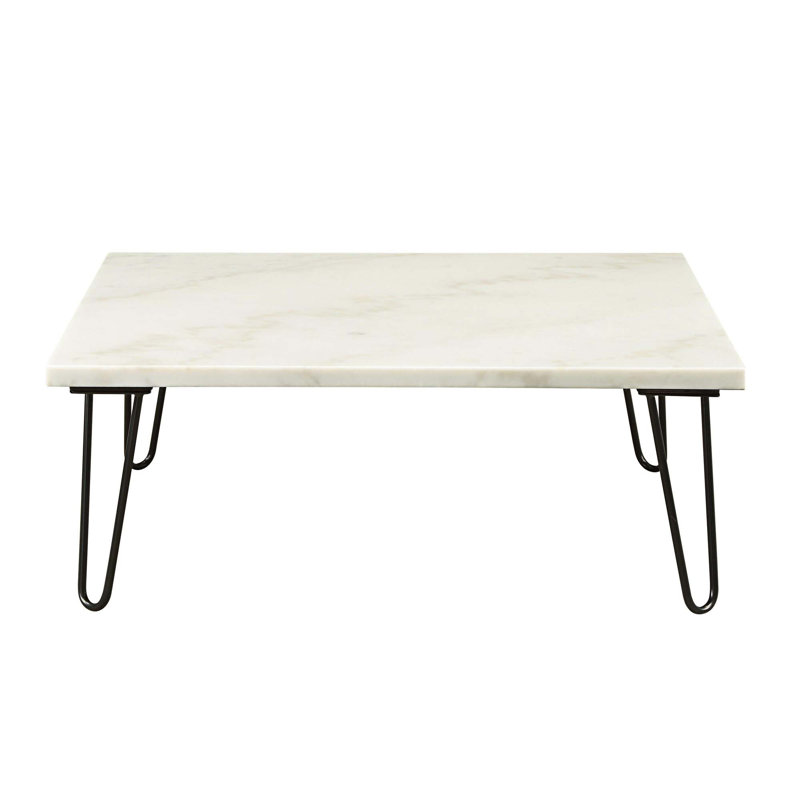 Amma Marble Top Single Coffee Table, Black, White, 15" H x 40" L x 40" W