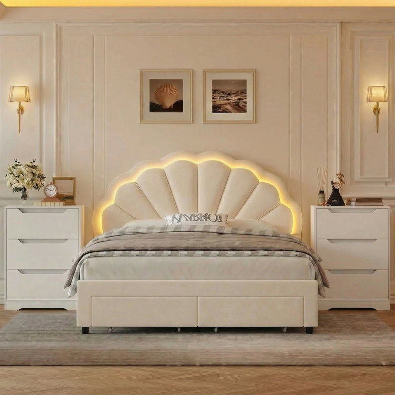 Cassilis 3-Piece Bedroom Sets, Storage Bed With 2 Drawers And 4-Drawer Nightstand Sets, Queen