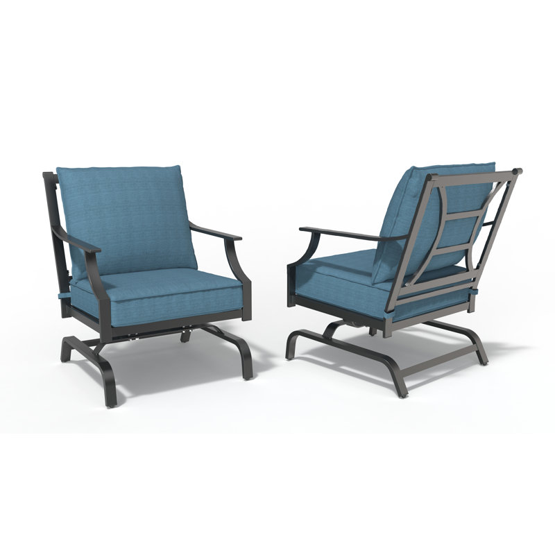 Chaise berçante de patio avec coussins, Bleu