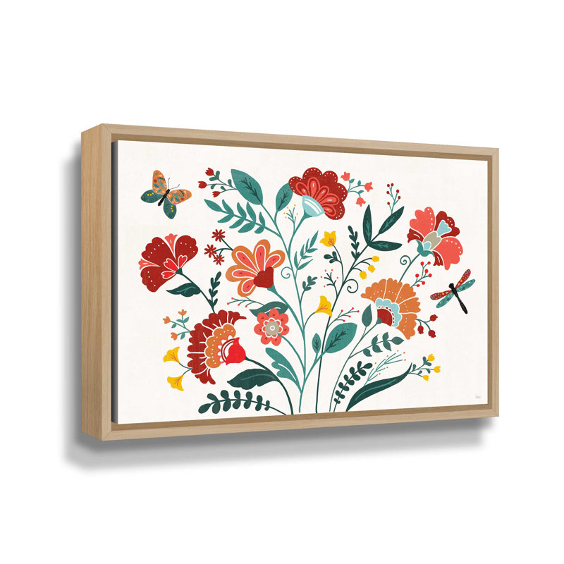 Style floral I - reproduction sur toile, H 8 po x l 12 po x P 2 po, Toile avec cadre flottant noir