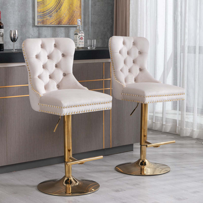 Ensemble de 2 tabourets pivotants, Beige