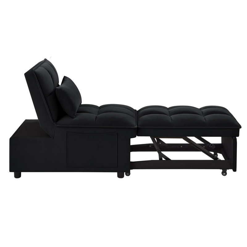 Chaise longue capitonnée sans accoudoirs Accent, Velours noir