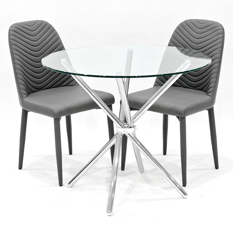 3 - Piece Criss Cross Dining Set, Chrome, Grey
