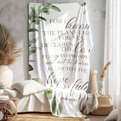 Couverture chrétienne, Jeremiah 29:11 versets bibliques versets bibliques pour lit canapé, décoration de salon de chambre à coucher, cadeaux pour les femmes, cadeaux de Jeremiah 29:11, 80 x 60 pouces