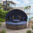Outdoor Round Rattan Daybed Built-in Coffee Table Clamshell Patio Daybed Adjustable Canopy,Blue-126618462