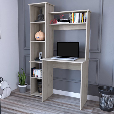 Armoire rectangulaire de 39,6 po de largeur avec huche, bureau à domicile, bureau d'écriture, bureau en bois avec rangement