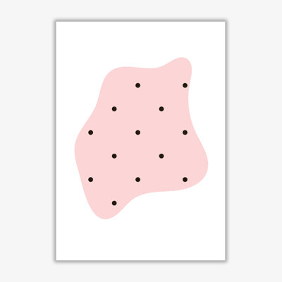 Abstract Pink Shape With Polka Dots - Print