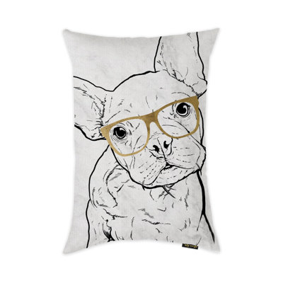  Frenchie with Glasses Throw Pillow