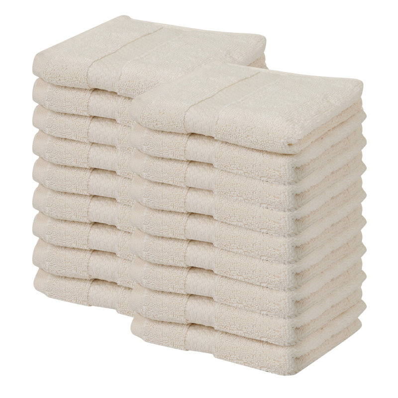 Splash 100% Cotton Zero Twist Washcloth Set, 550 GSM Soft Absorbent Cotton Washcloths & Face Towels for Bathroom, Spa & Daily Use, OEKO-TEX Certified, 18 Pack, Sand