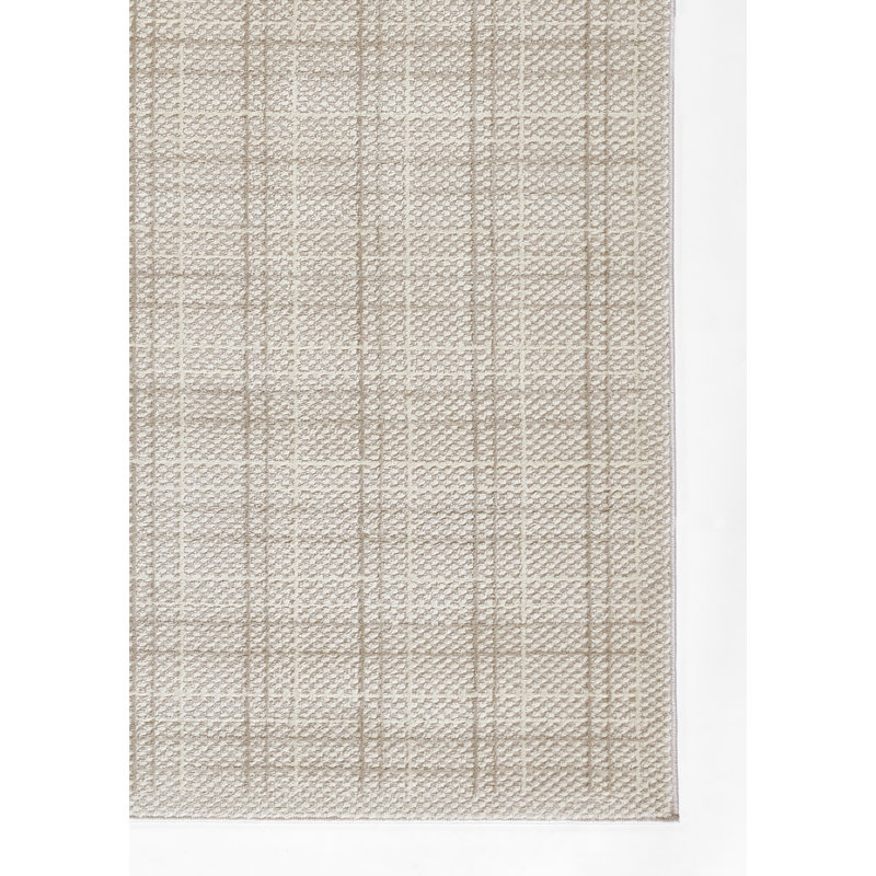 Statesboro Geometric Power Loom Polyester/Polypropylene Area Rug in Beige, Rectangle 5'3" x 7'6"