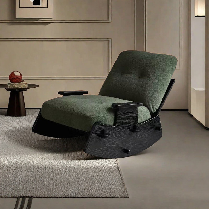 Chaise berçante rétro en bois massif, Vert