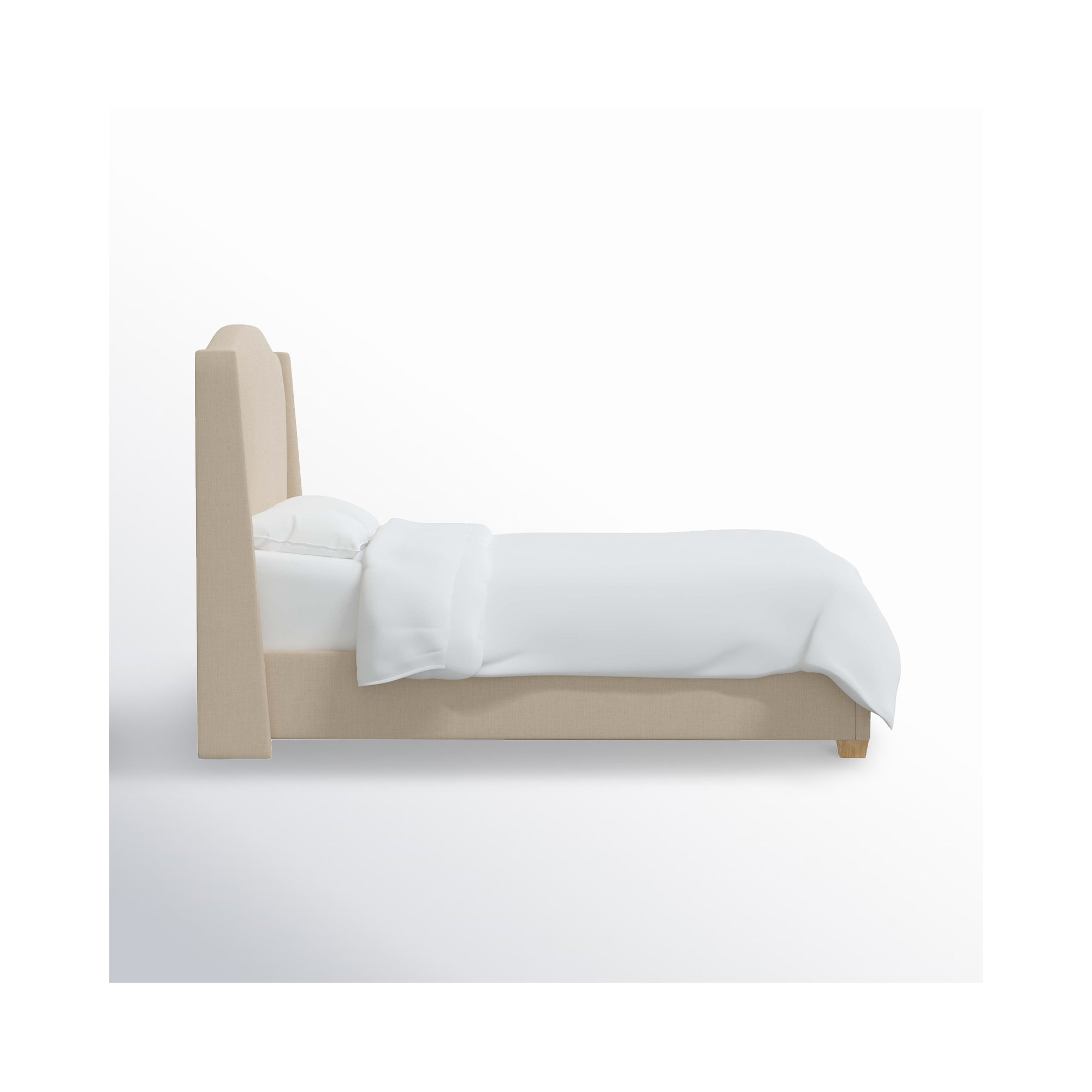 Allis Upholstered Wingback Bed, Twin, Classic Linen Linen