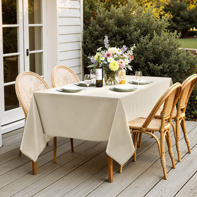 Natural Linen Cotton Table Cloth Rectangle Tablecloth Waterproof Spillproof Cross-Star Textured Table Cloth Decorative Farmhouse Style For Dining Party Weddings 52X70 Inch